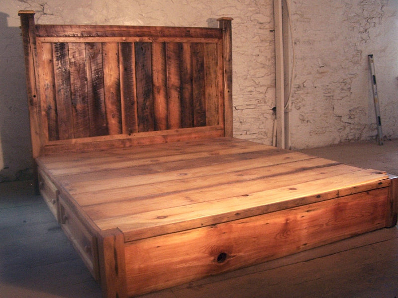 Bed Frame, Platform Bed, Bed With Storage Drawers, King Platform Bed, Storage Bed, Rustic Platform Bed, Modern Farmhouse Bed