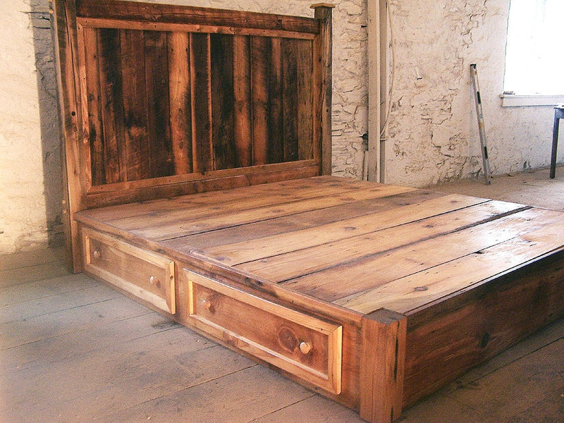 Bed Frame, Platform Bed, Bed With Storage Drawers, King Platform Bed, Storage Bed, Rustic Platform Bed, Modern Farmhouse Bed