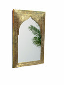 Moroccan Handmade Carved Arch Brass Mirror