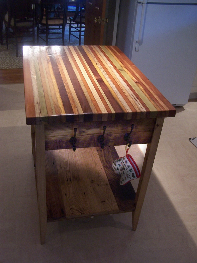 Kitchen Island, Butcher Block Island, Butcher Block Kitchen Table, Wood Cutting Island, Reclaimed Wood Kitchen Island, Rustic Island Table