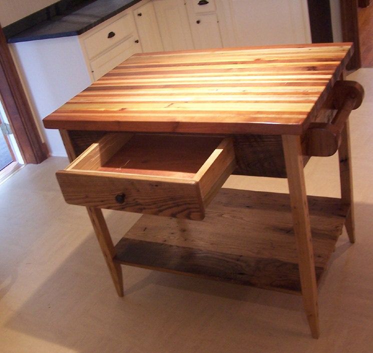 Kitchen Island, Butcher Block Island, Butcher Block Kitchen Table, Wood Cutting Island, Reclaimed Wood Kitchen Island, Rustic Island Table