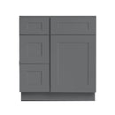 30 Inch Grey Shaker Single Sink Bathroom Vanity with Drawers on the Left