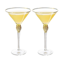 Diamond Collection 2 Piece Stemmed Martini Set - Rhinestone For Drinking Martinis, Manhattans, Vodka, Gin, Cocktails Gold Accent Cocktail Glasses, Perfect For Any Bar or Party 10oz - Swarovski Style