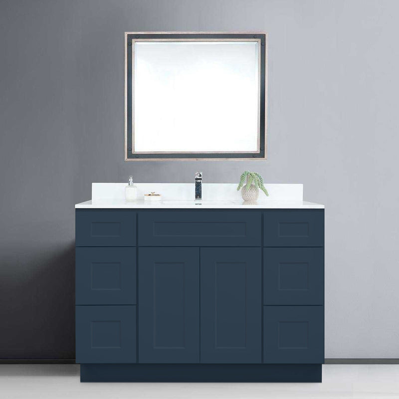 48 Inch Navy Blue Shaker Single Sink Bathroom Vanity with Drawers