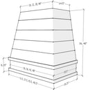 Primed Wood Range Hood With Tapered Shiplap Front and Block Trim - 30", 36", 42", 48", 54" and 60" Widths Available