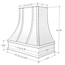 Black Range Hood With Curved Strapped Front and Decorative Trim - 30", 36", 42", 48", 54" and 60" Widths Available