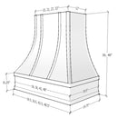 Navy Blue Range Hood With Curved Strapped Front and Decorative Trim - 30", 36", 42", 48", 54" and 60" Widths Available