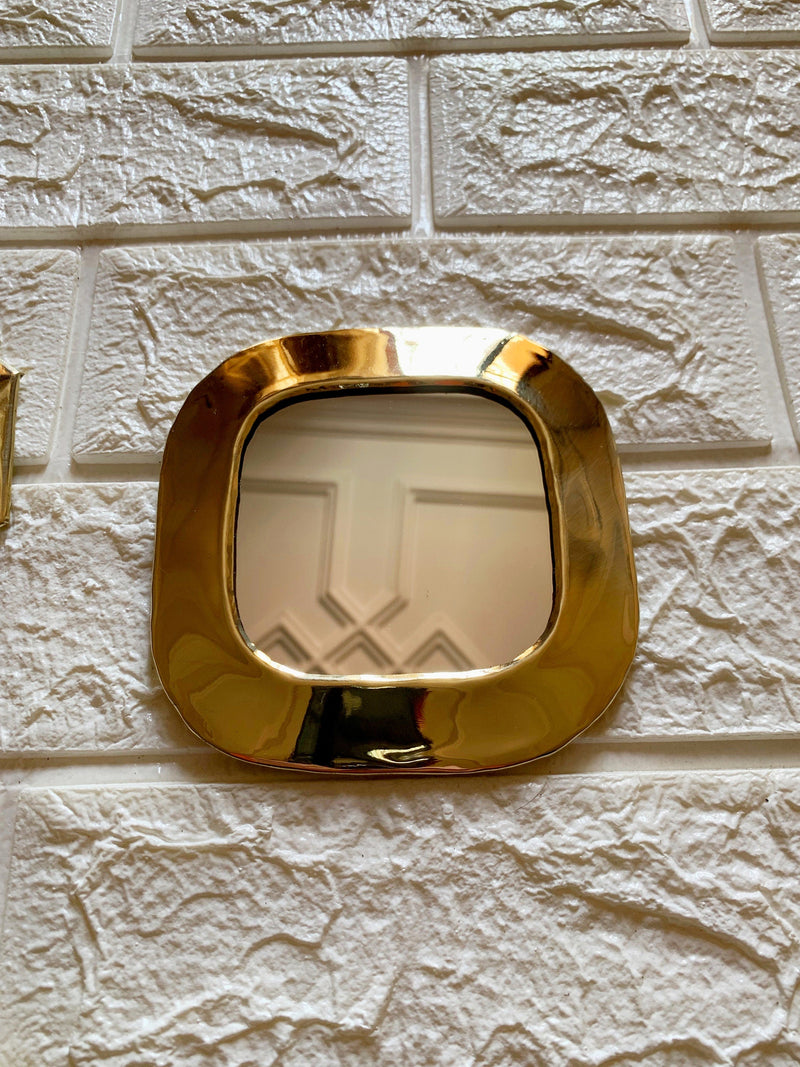 Small Decorative Mirrors - Gold Small Unlacquered Brass Mirror