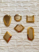 Set of 6 Small Unlacquered Brass Mirror - Small Decorative Mirrors