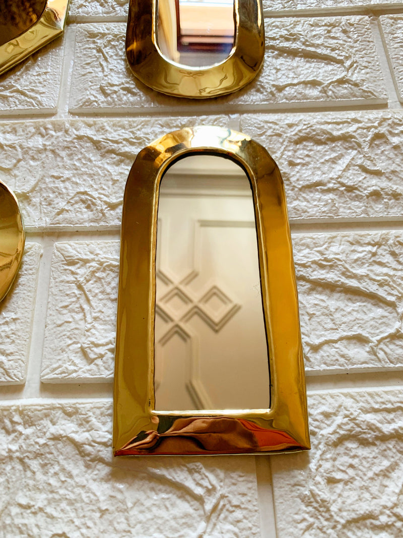 Set of 6 Small Unlacquered Brass Mirror - Small Decorative Wall Mirrors