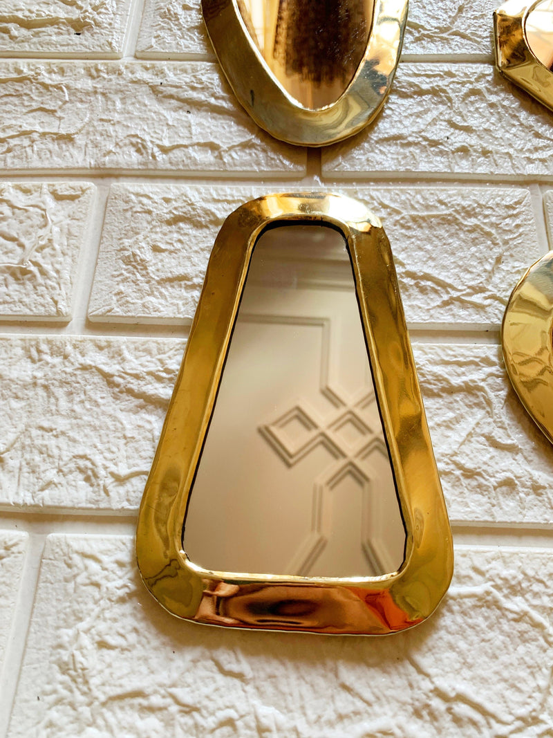 Set of 6 Small Unlacquered Brass Mirror - Small Decorative Wall Mirrors