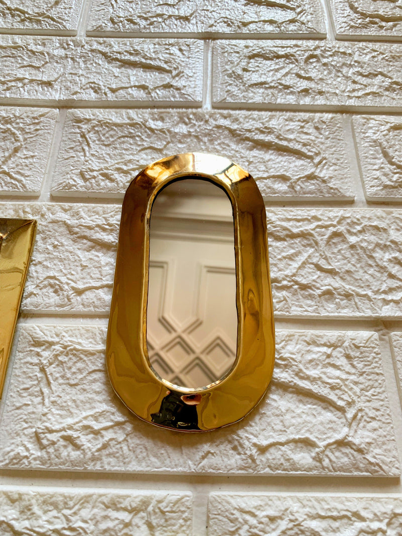 Set of 6 Small Unlacquered Brass Mirror - Brass Small Decorative Wall Mirrors