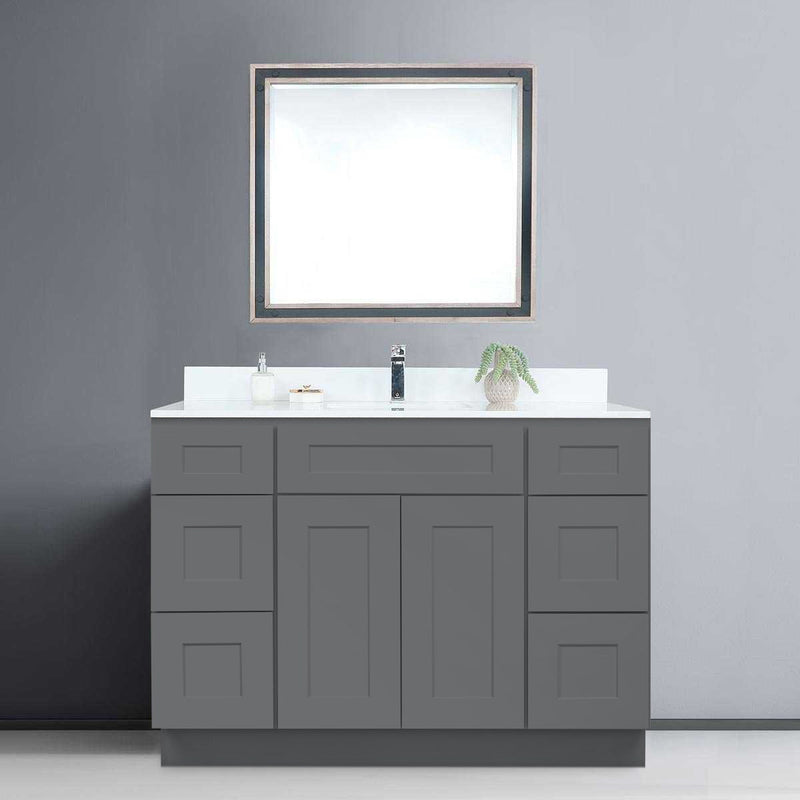 48 Inch Grey Shaker Single Sink Bathroom Vanity with Drawers