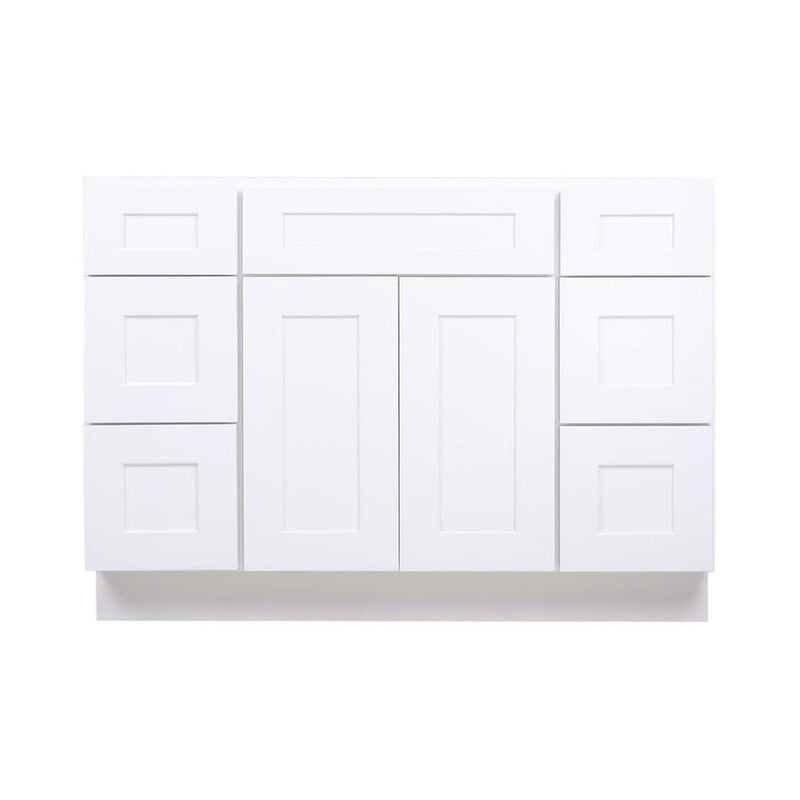 48 Inch White Shaker Single Sink Bathroom Vanity with Drawers