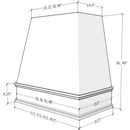 Grey Wood Range Hood With Tapered Front and Decorative Trim - 30", 36", 42", 48", 54" and 60" Widths Available