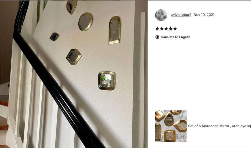 Set of 6 Small Decorative Mirrors -Unlacquered Brass Mirror