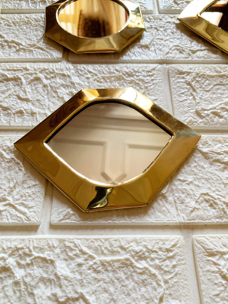 Set of 6 Small Decorative Mirrors -Unlacquered Brass Mirror