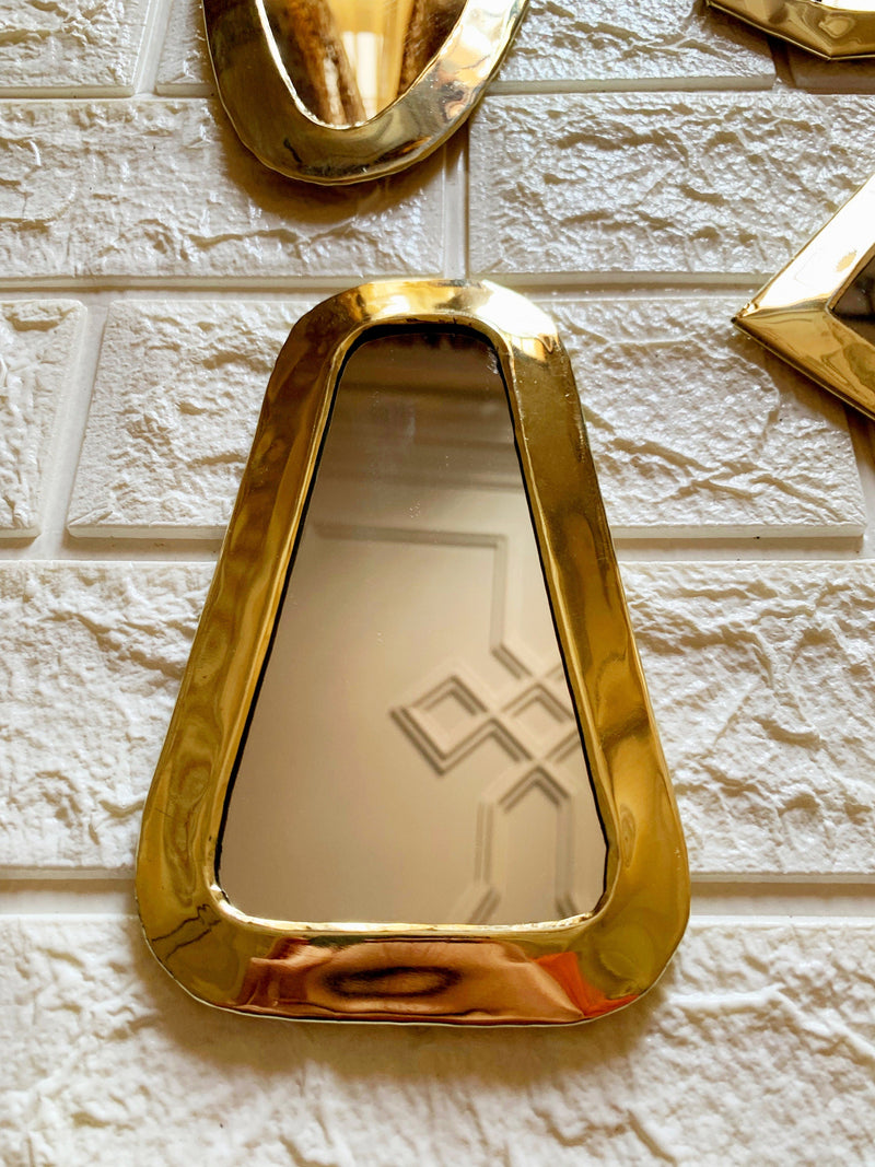 Set of 6 Small Decorative Mirrors -Unlacquered Brass Mirror