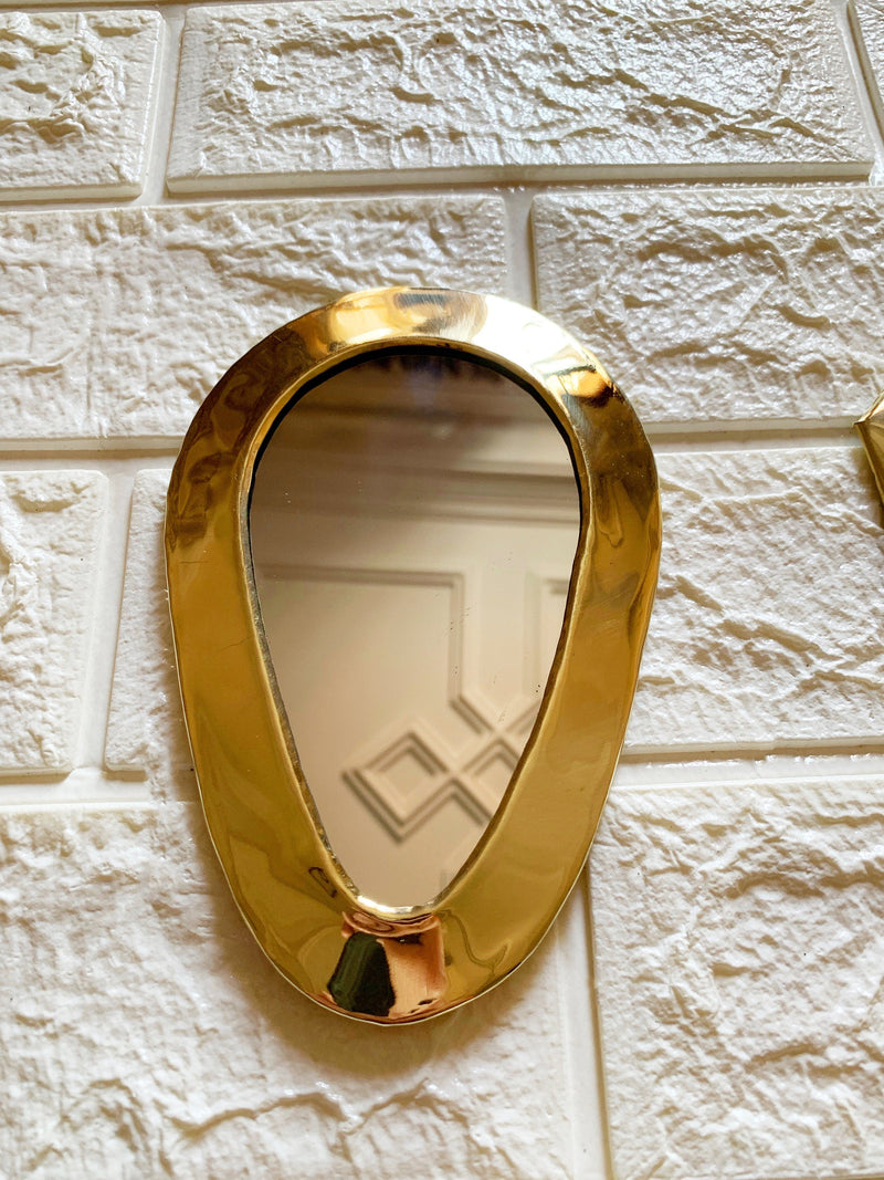 Set of 6 Small Decorative Mirrors -Unlacquered Brass Mirror
