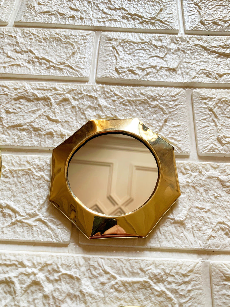 Set of 6 Small Unlacquered Brass Mirror - Small Decorative Mirror