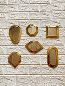 Set of 6 Small Unlacquered Brass Mirror - Small Decorative Mirror