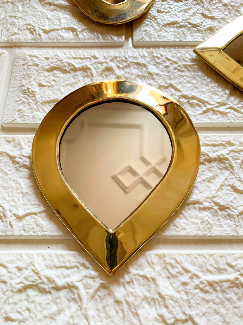 Set of 6 Wall Decorative Mirrors - Brass Small Wall Mirrors