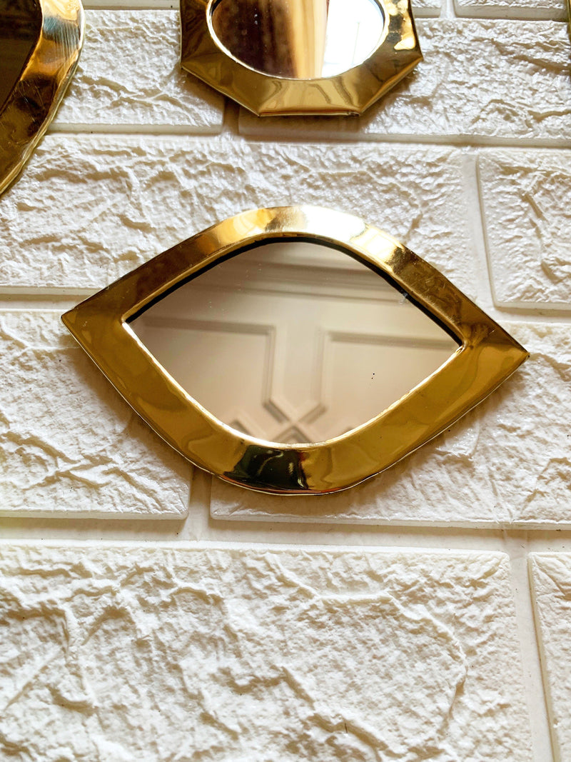 Set of 6 Wall Decorative Mirrors - Brass Small Wall Mirrors