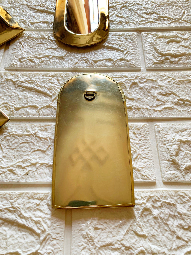 Set of 6 Small Unlacquered Brass Mirror - Decorative Mirrors