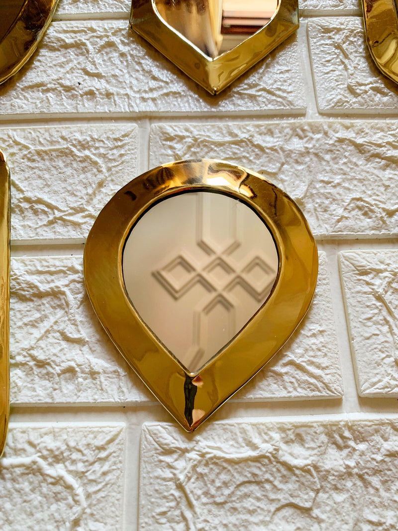 Set of 6 Small Unlacquered Brass Mirror - Small Decorative Wall Mirrors