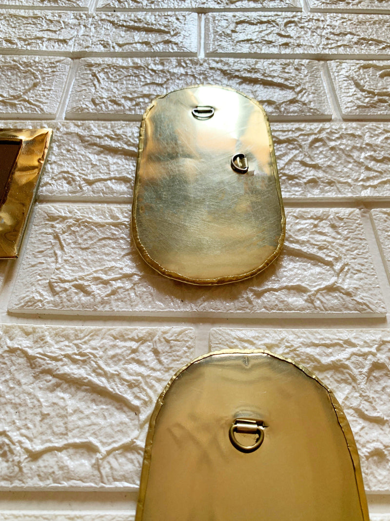 Set of 6 Small Unlacquered Brass Mirror - Brass Small Decorative Wall Mirrors