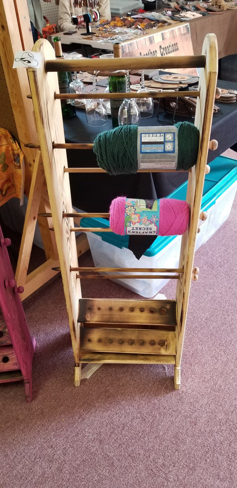 7 Skein Yarn Holder & Organizer | Wooden Yarn Rack | Knitting & Crochet Storage | Handcrafted Craft Room Decor | Yarn Spool Display