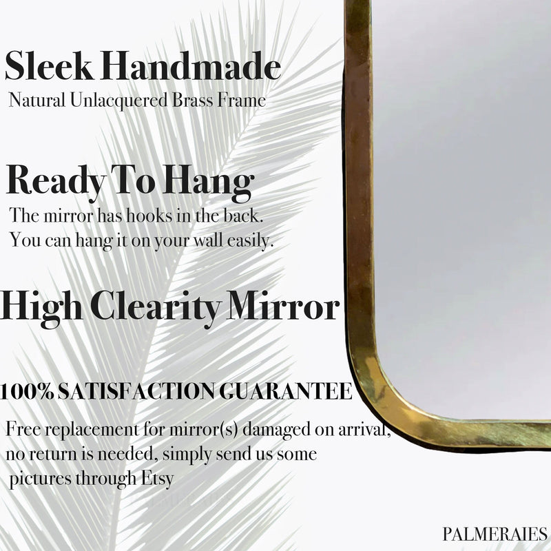 Gold Square Mirror - unlacquered Brass Mirror