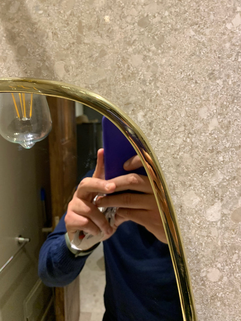Asymmetrical Brass Mirror - Handmade Wall Bathroom Mirror