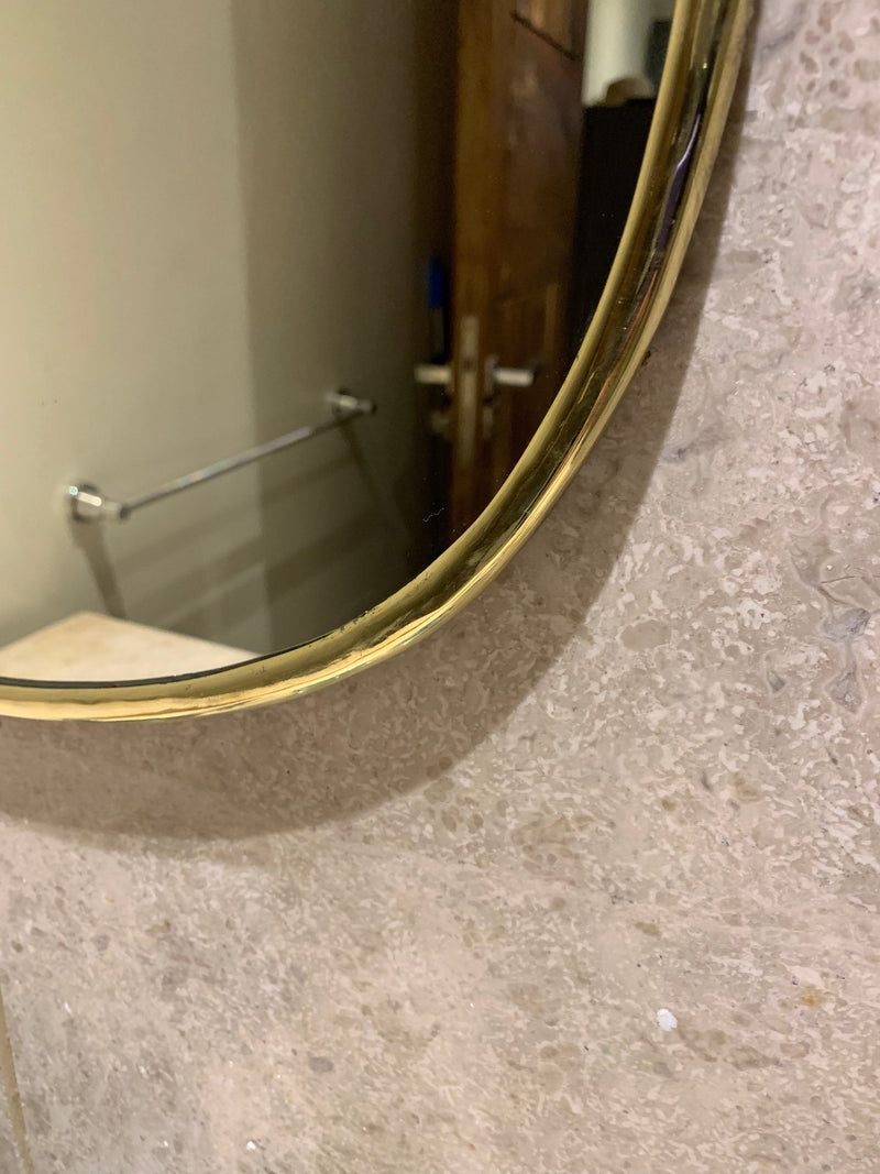 Asymmetrical Brass Mirror - Handmade Wall Bathroom Mirror