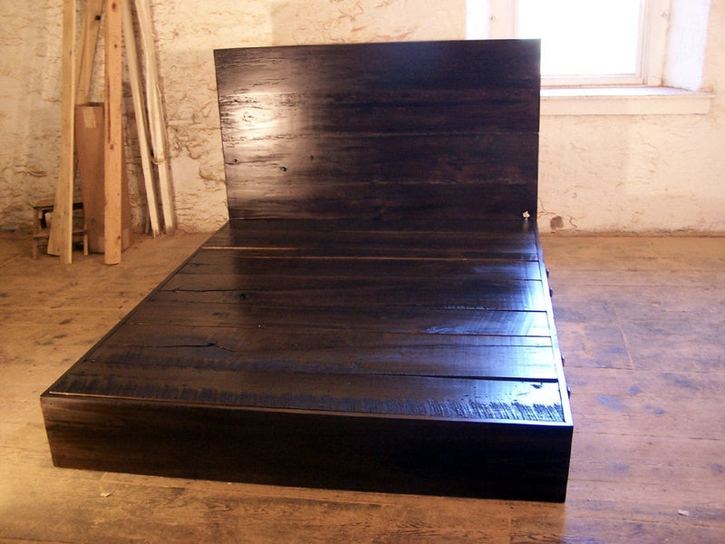 Wooden King Platform Bed With Drawers - Twin Rustic Platform Bed With Storage - Reclaimed Queen Bed With Headboard