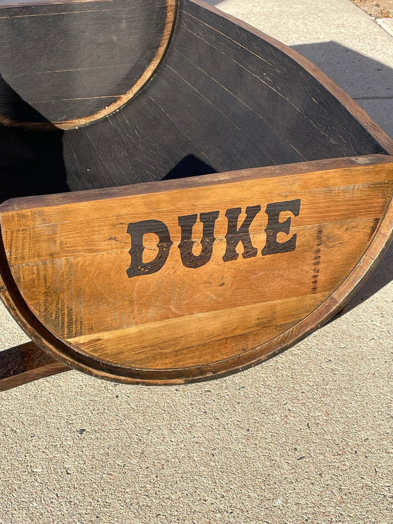 Whiskey Barrel Dog Bed- Josie approved!