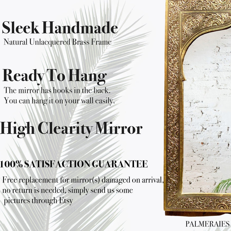 Handmade Moroccan Arch Brass Mirror