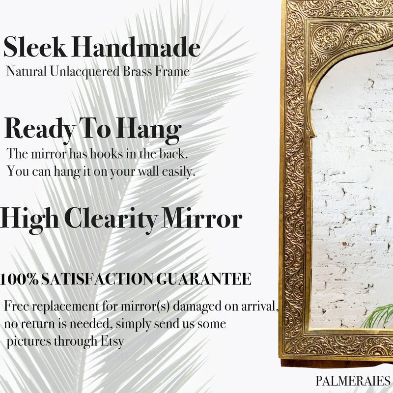 Moroccan Engraved Brass Wall Mirror