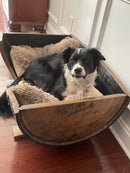 Whiskey Barrel Dog Bed- Josie approved!