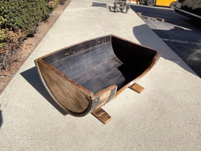 Whiskey Barrel Dog Bed- Josie approved!