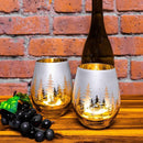 Gold Pine Tree Stemless Wine Glasses by Jersey Art Glass