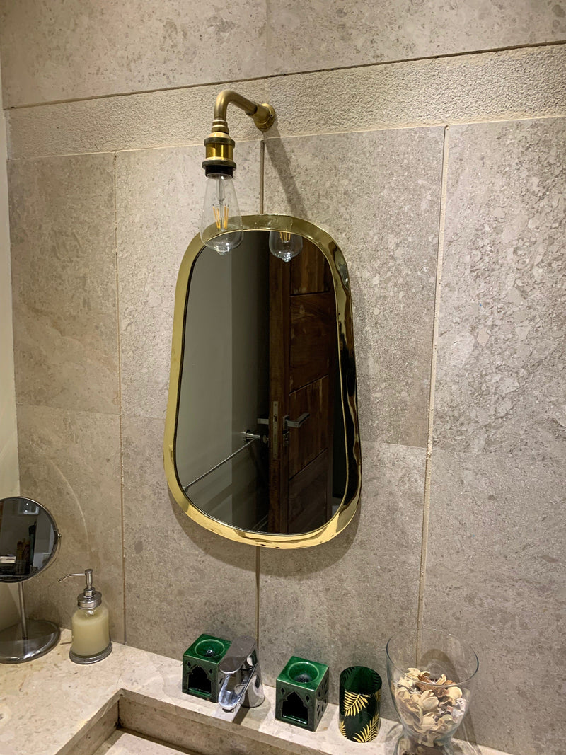 Gold Mirror, Brass Mirror, Handmade Mirror, Bathroom Mirror, Golden wall Mirror