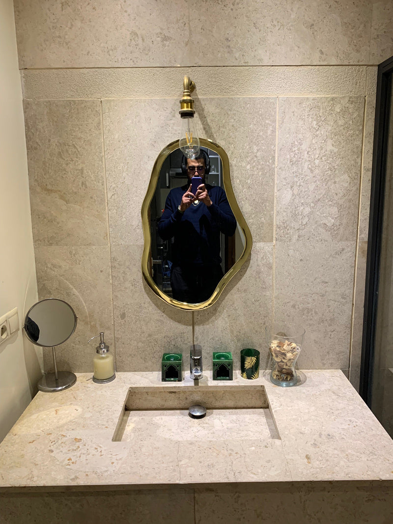 Asymmetrical Mirror Wall Brass Mirror