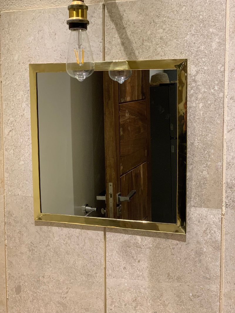 Gold Square Mirror - unlacquered Brass Mirror