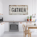 Gather Sign | Gather Wood Canvas Sign | Dining Room Sign | Large Gather Sign | Fall Sign | Gather | Framed Canvas Wood Signs | Canvas Signs