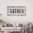 Gather Sign | Gather Wood Canvas Sign | Dining Room Sign | Large Gather Sign | Fall Sign | Gather | Framed Canvas Wood Signs | Canvas Signs
