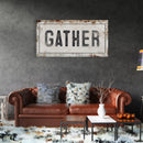 Gather Sign | Gather Wood Canvas Sign | Dining Room Sign | Large Gather Sign | Fall Sign | Gather | Framed Canvas Wood Signs | Canvas Signs