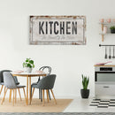 Kitchen Is The Heart Of The Home Printed Canvas Rusty Sign Distressed Wall Art Cute Sign Wood Frame Wood And Canvas Sign Kitchen Sign