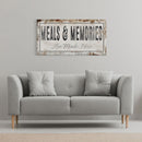 Meals And Memories Made Here Printed Canvas Rusty Sign Distressed Wall Art Cute Sign Wood Frame Wood And Canvas Sign Kitchen Sign