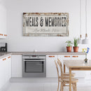 Meals And Memories Made Here Printed Canvas Rusty Sign Distressed Wall Art Cute Sign Wood Frame Wood And Canvas Sign Kitchen Sign